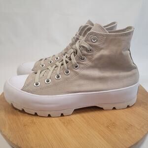 Converse All Star Chuck Taylor High Skateboarding Platform Women 9.5 Tan